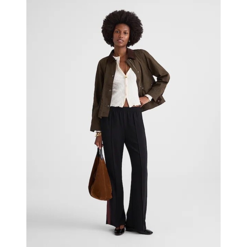Madewell NX517 Side Stripe Pull-On Bootcut Track Pant Wide Leg Black XXS NEW